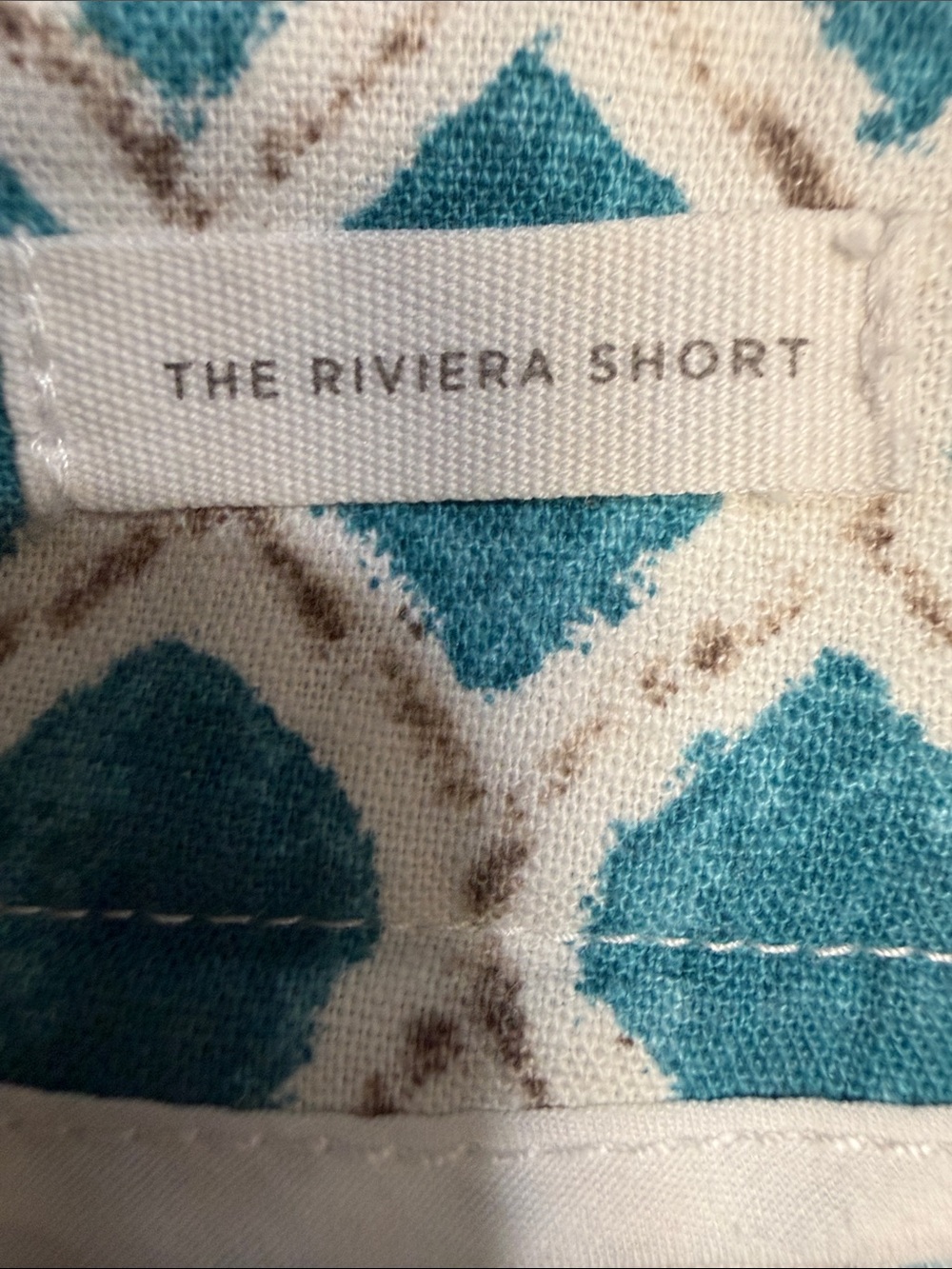 LOFT Riviera Linen Blend Shorts Turquoise Geometric Print Size 6 - Picture 8 of 11